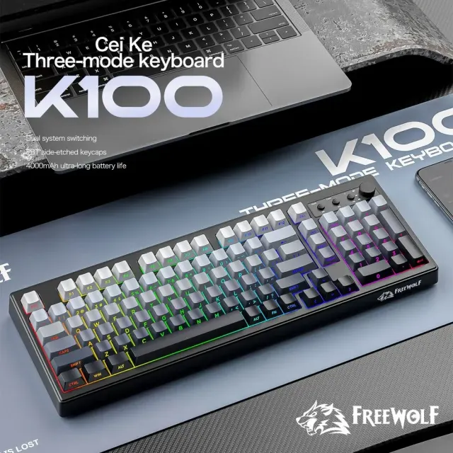 Freewolf K100 Tam Boy Mekanik Klavye — tanıtım görseli 3