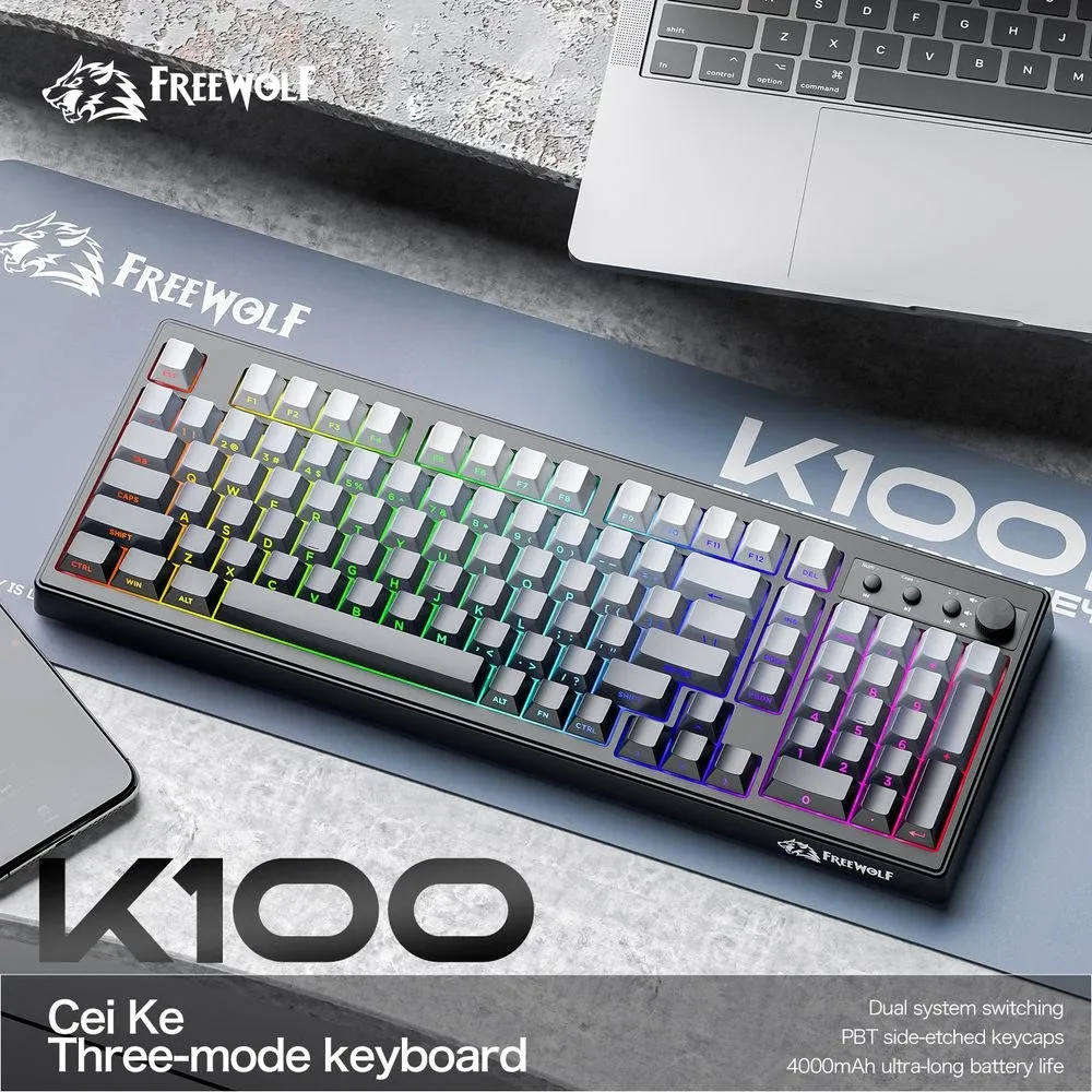 Freewolf K100 Tam Boy Mekanik Klavye — tanıtım görseli 1