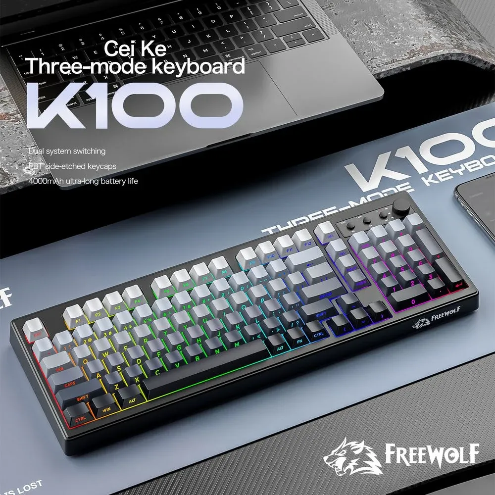 Freewolf K100 Tam Boy Mekanik Klavye — tanıtım görseli 3